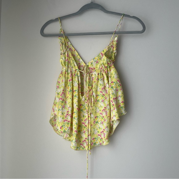 Intimately Free People Lemon Pink Floral Print Camisole Top Size Medium - Picture 3 of 9